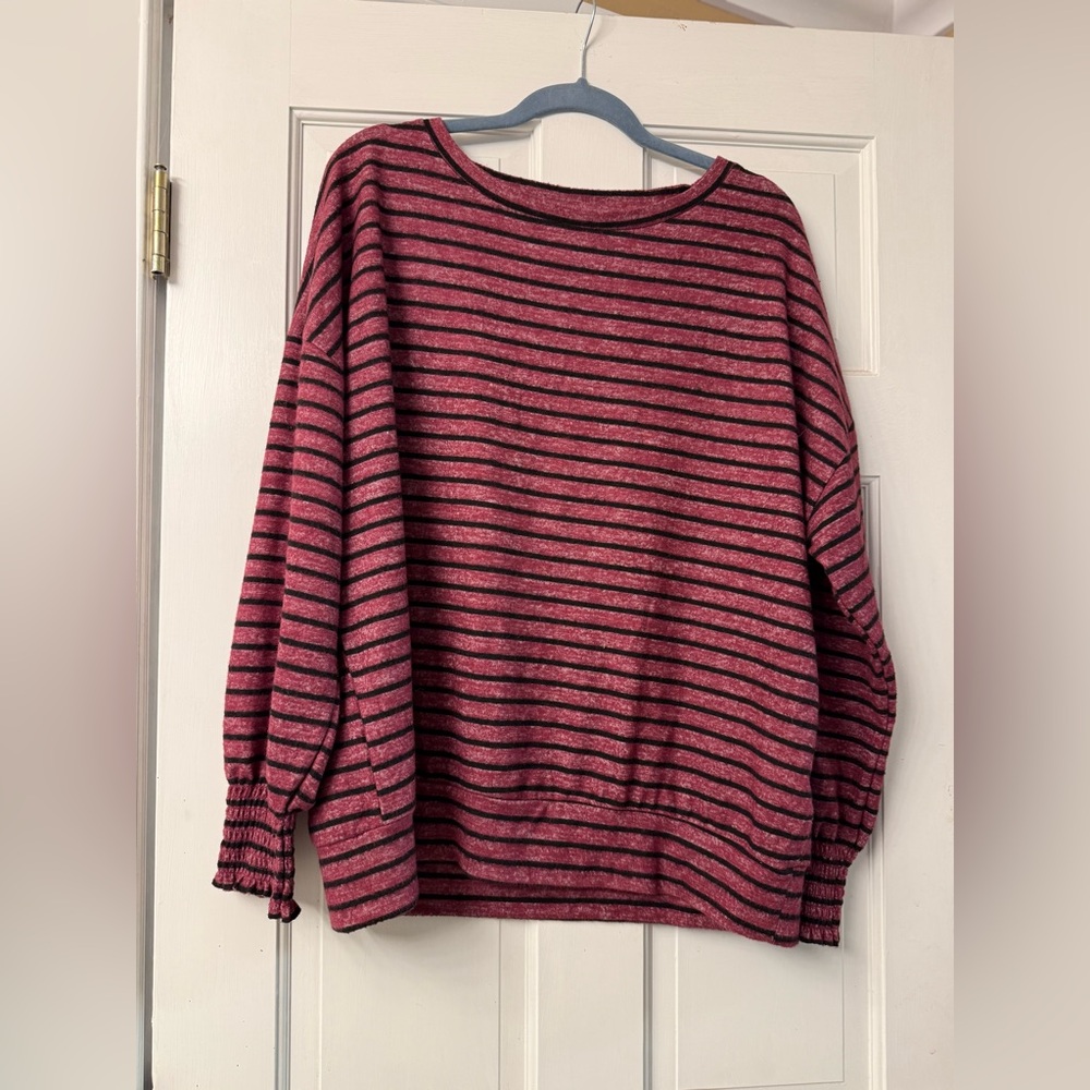 Womens Lucky Brand Red and Black Striped Women’s Sweater